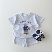 Summer New Children's Short-sleeved Bear Two-piece Suit