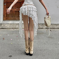 Vacation Style Three-dimensional Flower Lace Strap Skirt