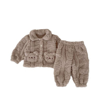 Bear Plush Coat Baby Velvet Pajamas Two-piece Set