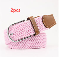 Women's Canvas Belt Student Pants Casual Stretch Braided Needle Buckle