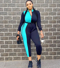 Women's Colorblock Long Sleeve Jumpsuit