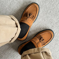 Fur Platform Woven Tassel Men's Shoes Martin Boots