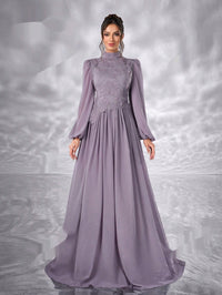New Elegant Floral Dress With Long Sleeves Made Of Chiffon