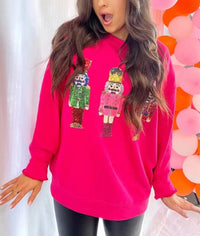 Women's Casual All-matching Printed Autumn And Winter Round Neck Sweater