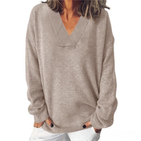 Women's V-neck Loose Soft Glutinous Lazy Style Long Sleeve Sweater