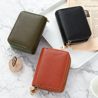 Women's Short Solid Leather Wallet
