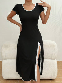 Simple Round-neck Mini Black Dress In Short And Long Styles