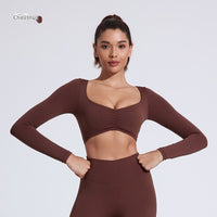 Nude Feel Yoga Long Sleeve T-shirt Tight Fold Movement Top