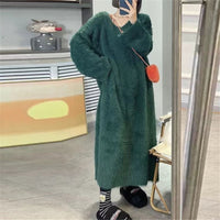 Socialite-style Soft Cuddly Sweater Dress For Women Autumn Winter