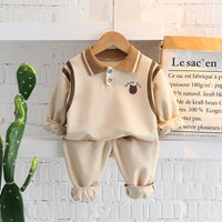 Children's Lapel Sweatshirt Sports Two-Piece Set