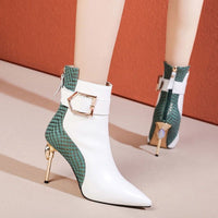 New European And American-style Fashionable Ankle Boots With Pointed Toes And Back Zippers