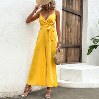 Women's Jumpsuit Self-tie Slit Backless Sling