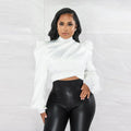 Women's Wear Puff Sleeve High Neck Short Artificial Silk Top