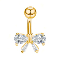 Stainless Steel Inlaid Zircon Bow Navel Stud Body Piercing Jewelry