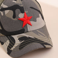 Embroidered Five-pointed Star Military Green Mesh Baseball Cap, Personalized And Casual Camouflage Canvas Baseball Cap, Fashionable And Versatile
