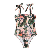Ladies High Waist Floral Print One Piece Bikini Swimsuit