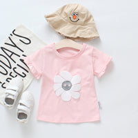 Small And Medium Girls' One-piece Short Sunflower Short Sleeves
