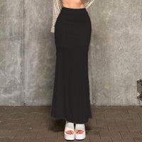 Solid Color Fishtail Skirt Slim High Waist Skirt