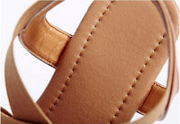 Solid Color Flat Heel Cross Elastic Band Flat Roman Style Sandals