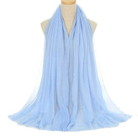 Pleated Viscose Yarn Monochrome Scarf Natural Wrinkled Cotton And Linen Burrs