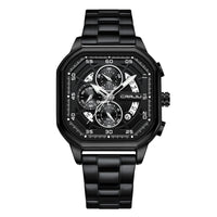 Waterproof Square Couples Multifunctional Calendar Steel-Strap Fashion Watch