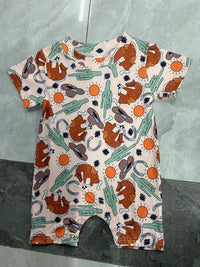 Animal Print Sunken Stripe One-piece Romper