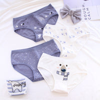 Cartoon Print Mid-waist Girls Cotton Triangle Bottom