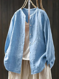 Retro Artistic Loose-fit Stand-collar Single-breasted Cardigan Shirt Relaxed Fit