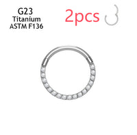 Inlaid 5A Zircon G23 Titanium Alloy Closed Nose Ring