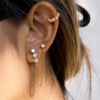 Stainless Steel White Zircon Tassel Earrings For Women