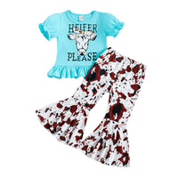 Animal Letter Printing Leopard Print Bell-bottom Pants Two-piece Set