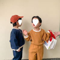 Spring Sweater Waffle Korean Style Two-piece Suit