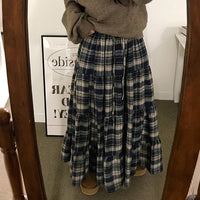 British Retro Plaid Patchwork A-Line Skirt