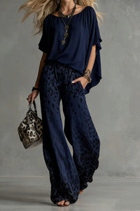 Slimming Wide-leg Straight-leg Casual Pants And Chiffon Top Set