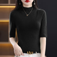 Spring New Half Turtleneck Half Sleeve Women's Bottoming Sweater
