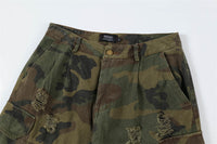 Men's Punk Distressed Multi-pocket Design Loose Wide Leg Straight Shorts