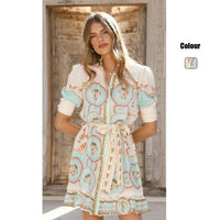 Spring Summer Resort Style Printed Short Fashion Dress