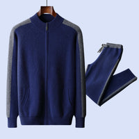 New Thickened Casual Sports Cashmere Men's Half Turtleneck Zipper Knitted Cardigan Suit