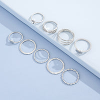 Retro Simple Diamond Geometric Love Joint Ring Personalized Fashion Nine-piece Set