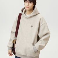 Split Structure Contrast Color Embroidered Fashion Brand Loose Hoodie Coat