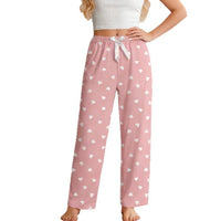 Casual Comfortable Straight-leg Pants With A Heart-print Design