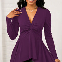 Fashionable V-neck Long-sleeve Casual Top For Women