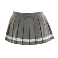 Sweet All-matching Bow Lace Stitching Half-length Pleated Skirt