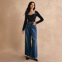 Women's Rhinestone-Embellished Slim-fit Long-sleeve T-shirt Fashion Base Layer Top