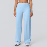 Double-sided Brushed Solid-color High-waisted Loose-fitting Breathable Yoga Wide-leg Pants