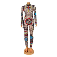Net Yarn See-Through Digital Positioning Printing Jumpsuit