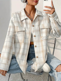 European And American Leisure Mid-length Plaid Shirt Jacket Cardigan Shirt