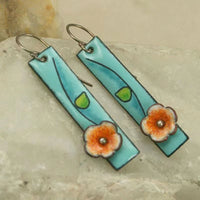 Creative Retro Painted Handmade Flower Enamel Blue Earrings
