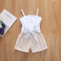 Woven Cotton Lace Composite Girls' Jumpsuit Romper
