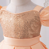 Girls Birthday Party Sequined Suspender Forged Cloth Dress